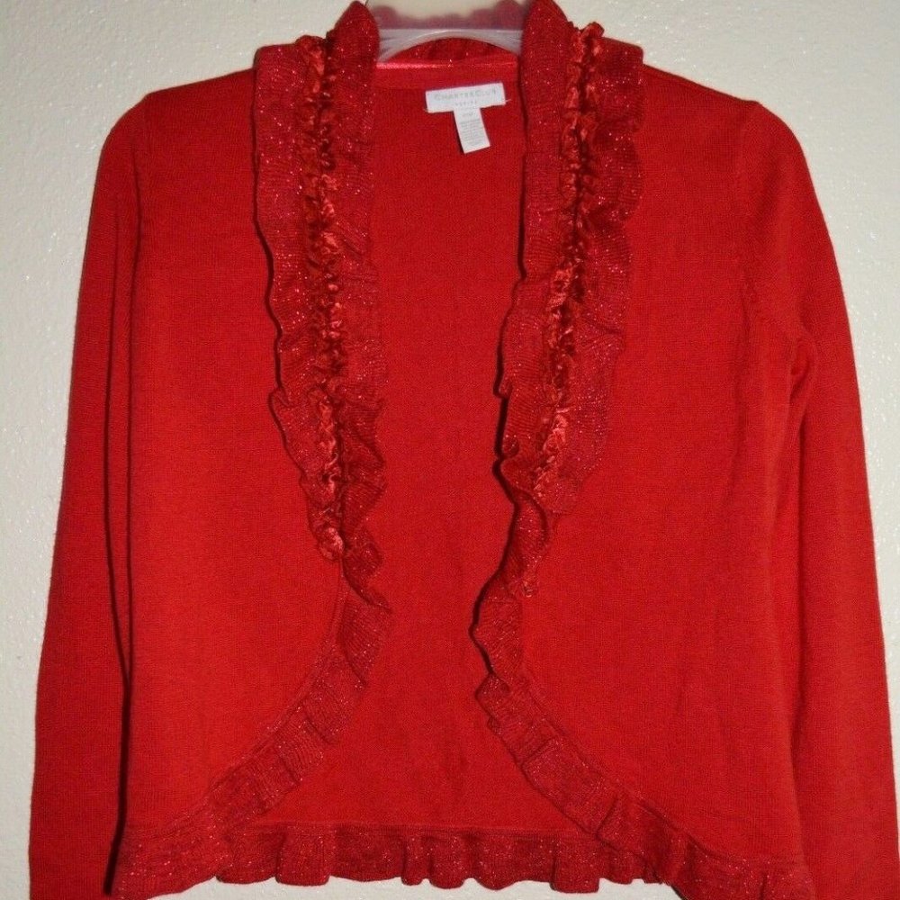 CHARTER CLUB RUFFLE FRONT OPEN CARDIGAN #Size P/P